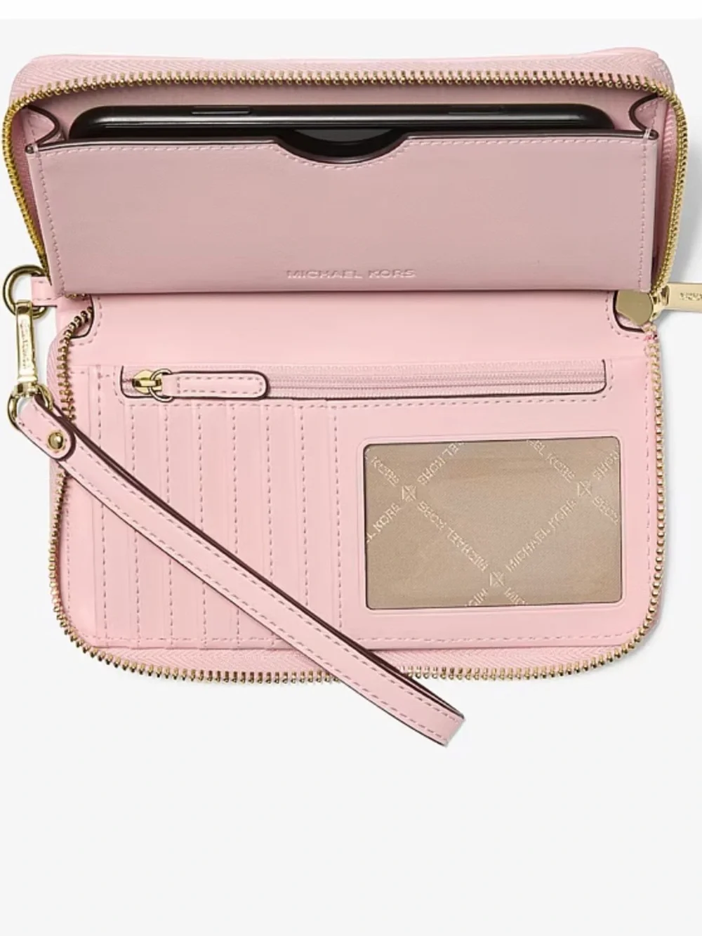 MICHAEL KORS  Jet Set Large Heart Embroidered Smartphone Wristlet Wallet Blush
